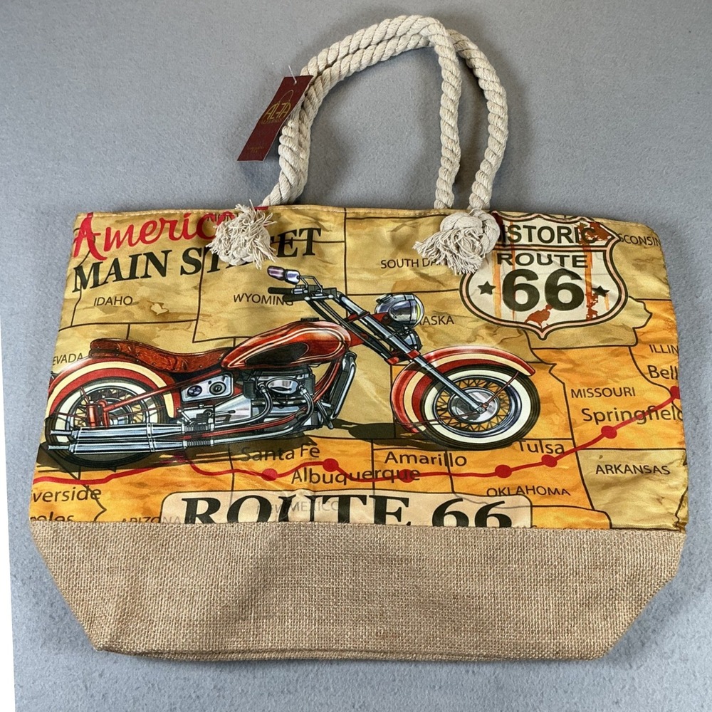 Alfa Bags Route 66 Motorcycle Tote Large Canvas Rope Handle NWT